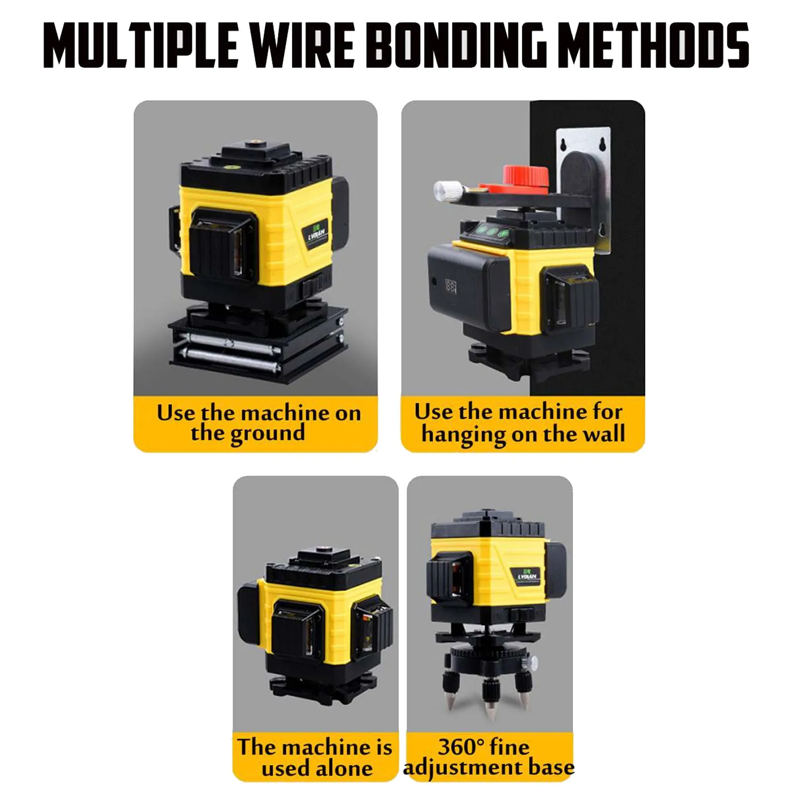 16 Line 4D Green Laser Level IP54 360° Self Leveling Kit