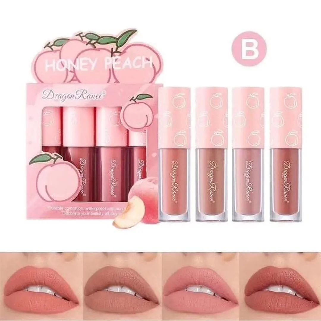 4pcs Dragon Range Velvet Matte Lip Gloss Waterproof & Long-lasting Lip Gloss