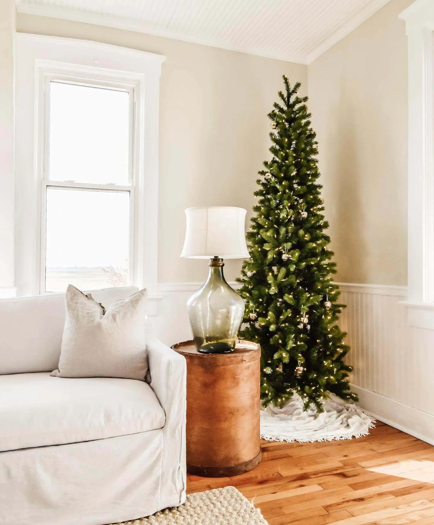 7.5' King Douglas Fir Slim Artificial Christmas Tree with 650 Warm White & Multi-Color LED Lights