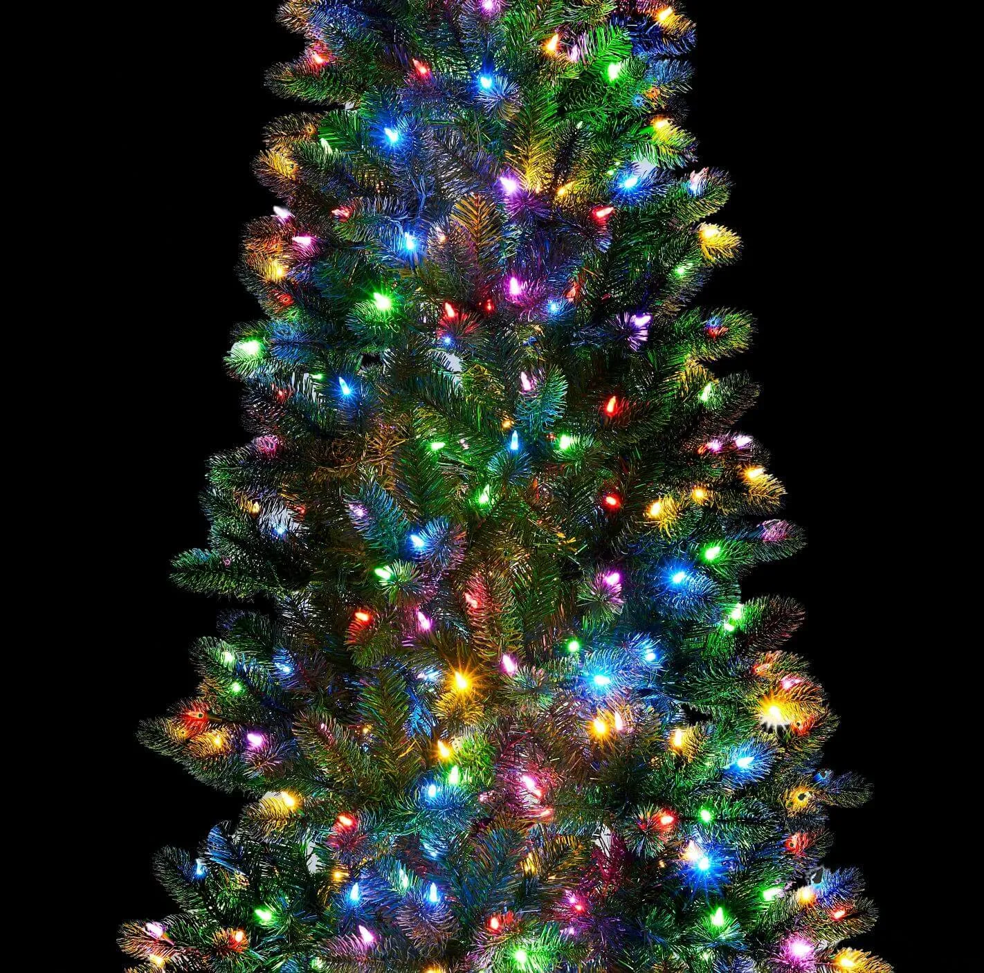 7.5' King Douglas Fir Slim Artificial Christmas Tree with 650 Warm White & Multi-Color LED Lights