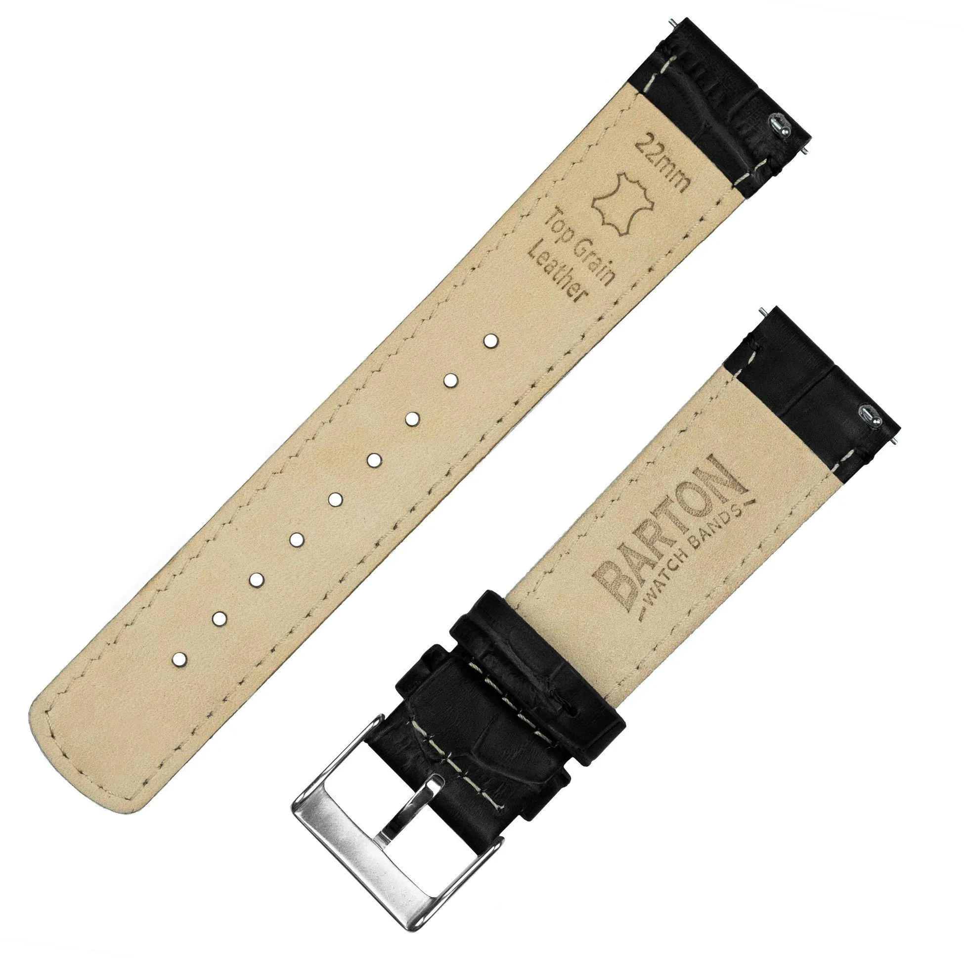 Black Alligator Grain Leather Watch Band (12mm SALE)