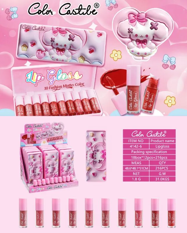 Color Castle Lip Gloss Pack of 10Pcs (Waterproof , Highly Pigminted & Premium Quality)