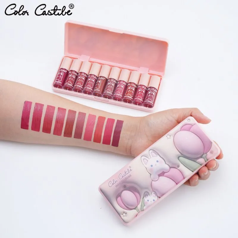 Color Castle Lip Gloss Pack of 10Pcs (Waterproof , Highly Pigminted & Premium Quality)