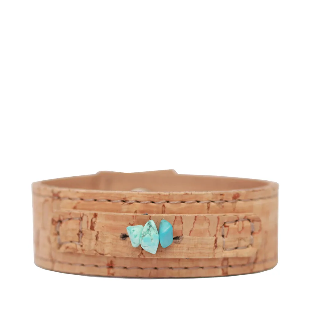 Cork Cuff with stones - Natural