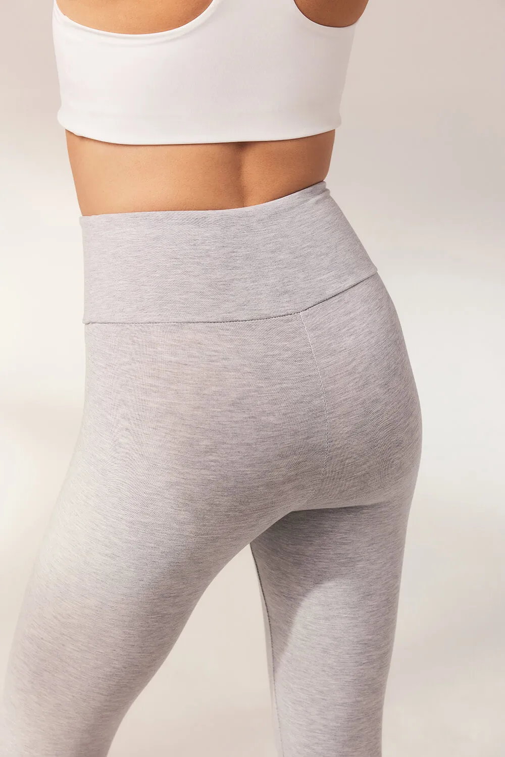 Cropped Lightweight Leggings - Light Grey