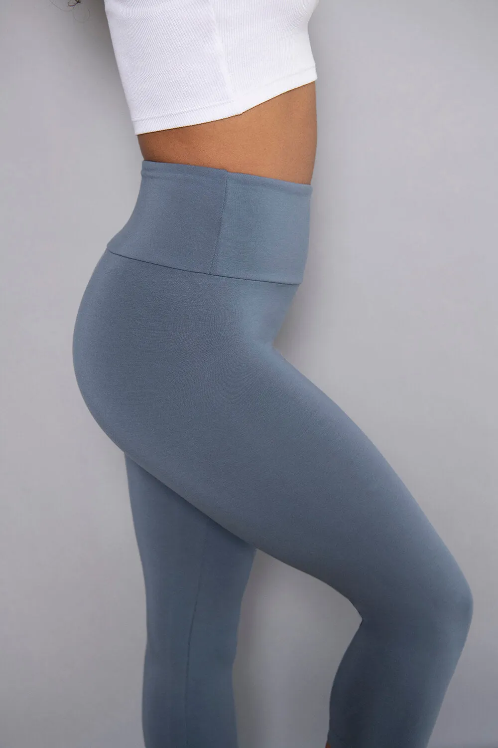 Cropped Lightweight Leggings - Steel Blue