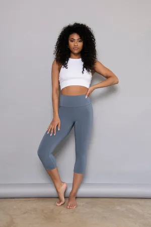 Cropped Lightweight Leggings - Steel Blue