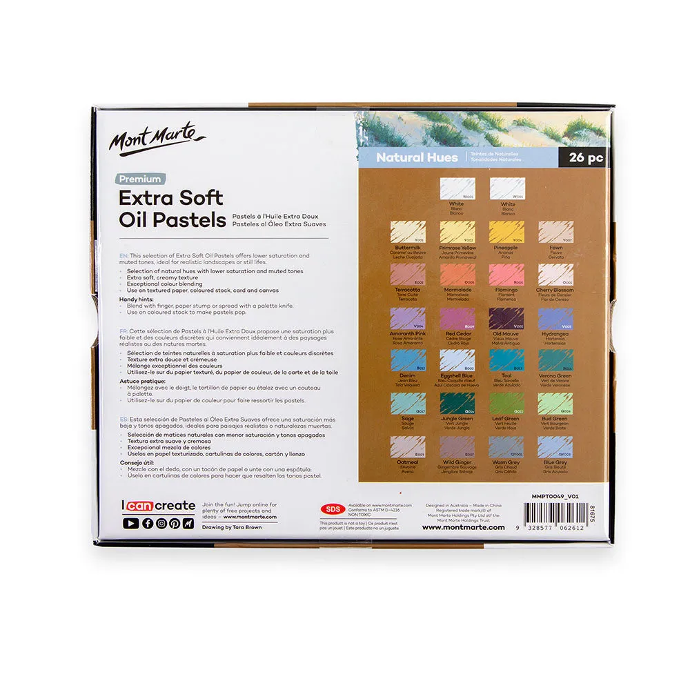 Extra Soft Oil Pastels Natural Hues Premium 26pc