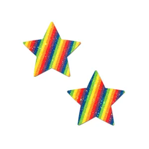 Glittering Double Rainbow Star Pasties