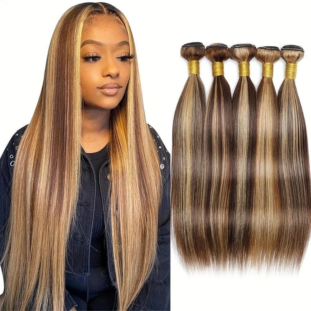 Highlight P4/27 Straight Human Hair Bundles Piano Color Raw Remy Hair Extention