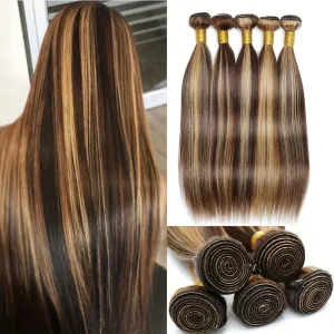 Highlight P4/27 Straight Human Hair Bundles Piano Color Raw Remy Hair Extention