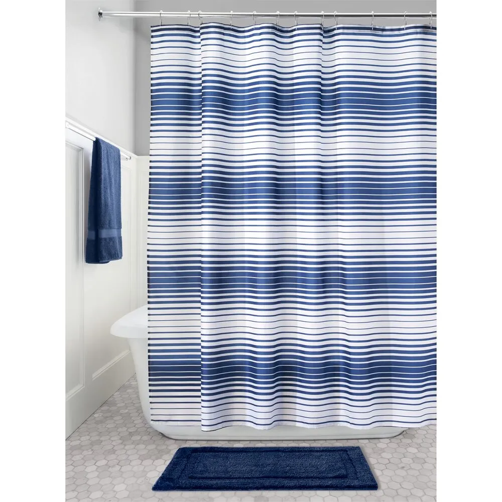 iDesign Enzo Shower Curtain 72" x 72" in Navy and White