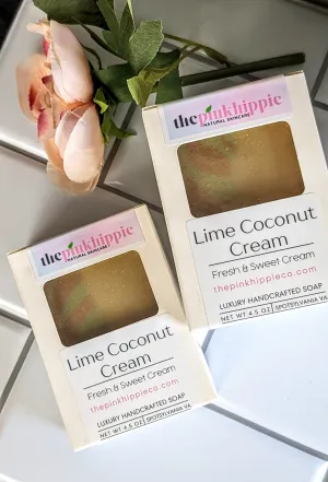 Lime Coconut Cream-4.5 Luxury Soap Bar- Fresh Lime Essential Oil