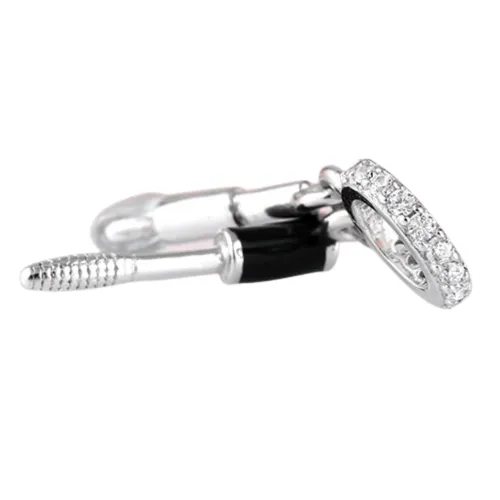 Makeup Mascara & Brush Dangle Charm 925 Sterling Silver