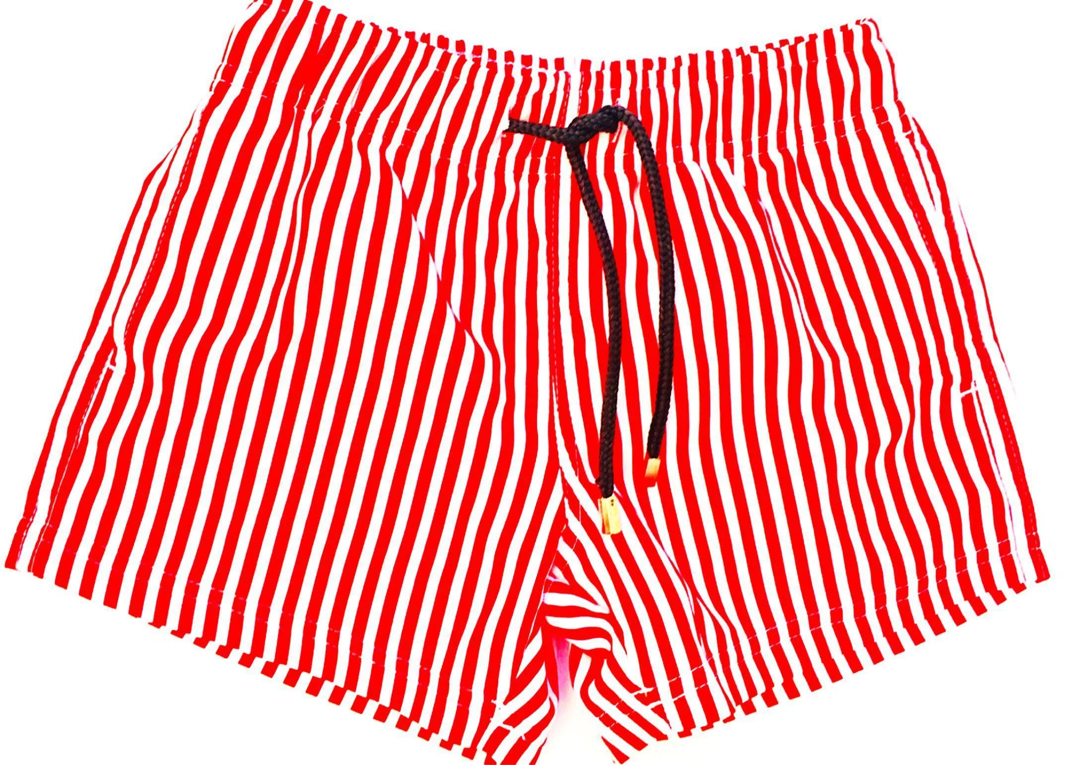 Matching Swimwear, Men's Board Shorts, Red and White Classic Stripe