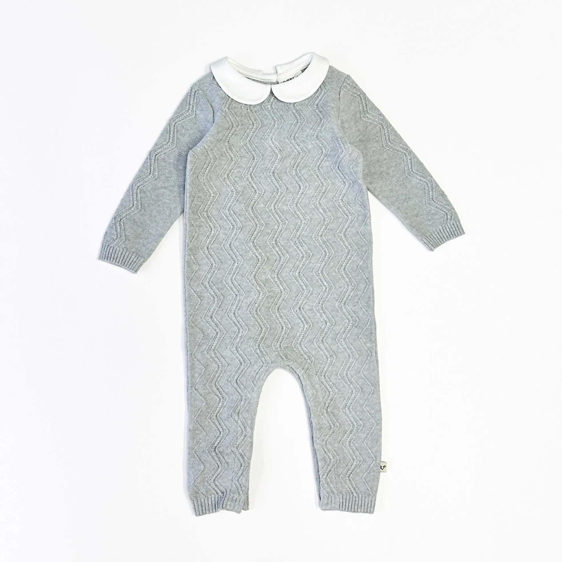 Milan Peter Pan Fancy Chevron Knit Baby Jumpsuit (Organic) - 2 Colors