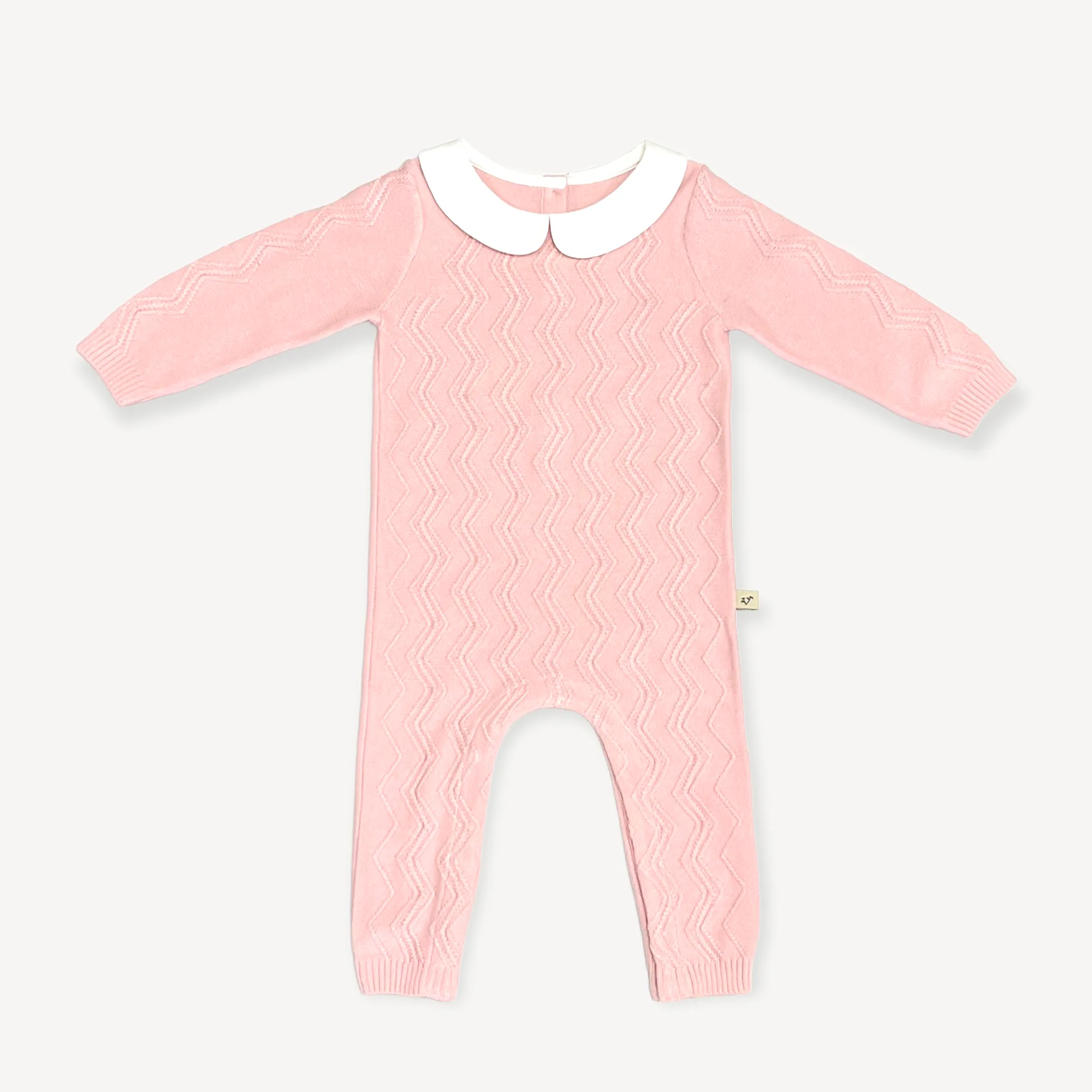 Milan Peter Pan Fancy Chevron Knit Baby Jumpsuit (Organic) - 2 Colors