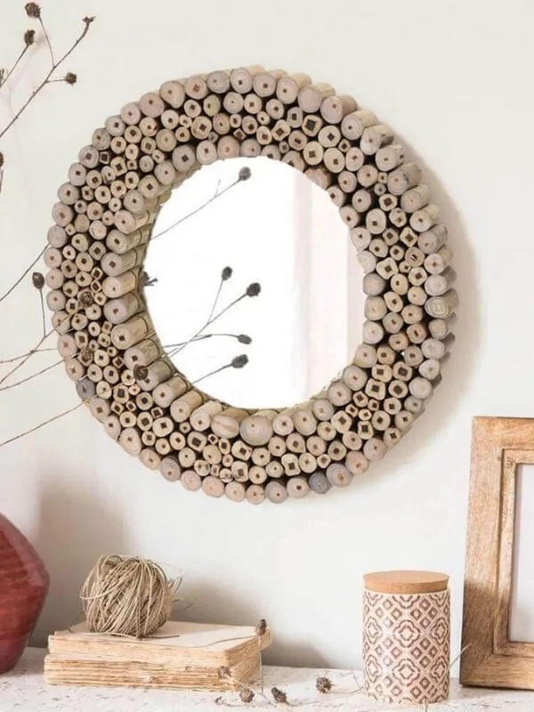 Natural Teak Mirror - Circular