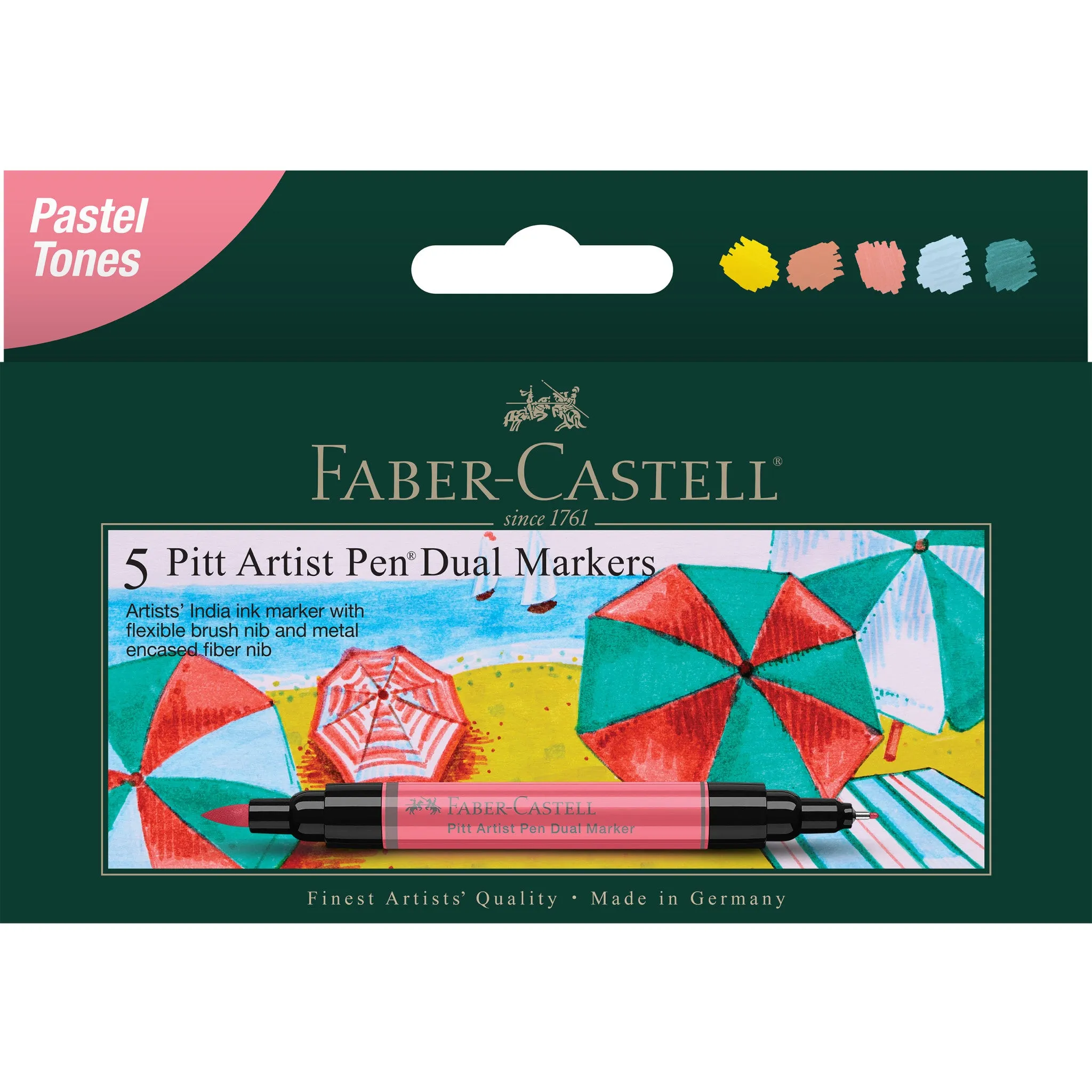 Pitt Artist Pen Dual Markers, Pastel Tones - Wallet of 5 - #800171