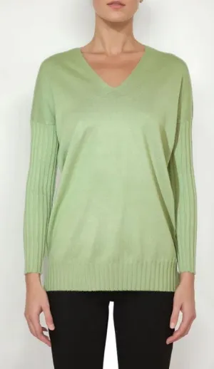 Ribbed Sleeve Tunic Sweater - Green Eyes